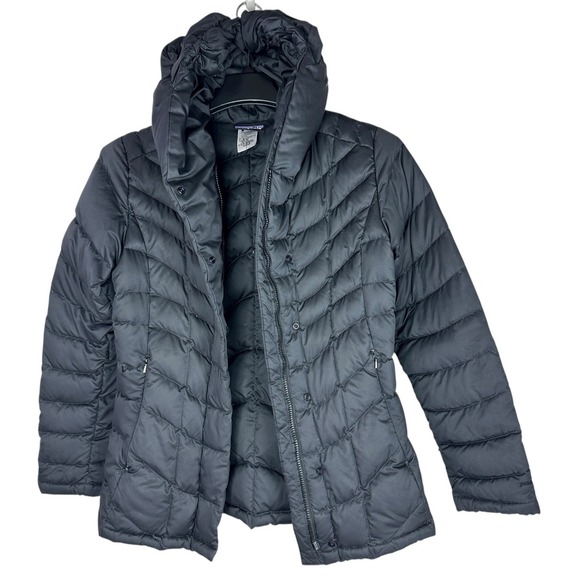 Flawed* Patagonia Quilted Down Downtown Loft Jacket Hooded Blk Small Puffer Coat - Picture 3 of 16